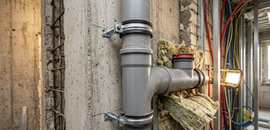Fallleitung im Schacht vor der Verkleidung